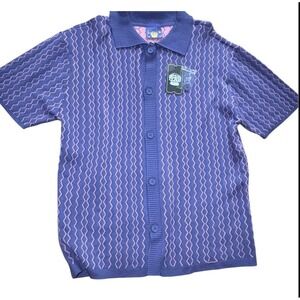 Coney Island Mens M Button Down Short Sleeve Knit Shirt